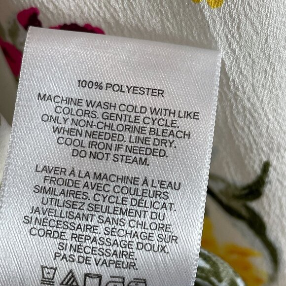 Express Portofino Shirt Womens Medium Floral Button Up Blouse Roll Tab Sleeve - Picture 4 of 8